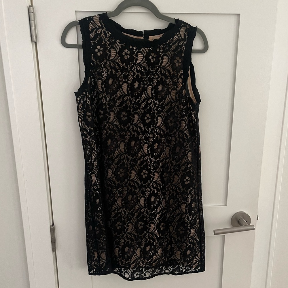Joie Black Lace Overlay Shift Mini Dress, Size XS